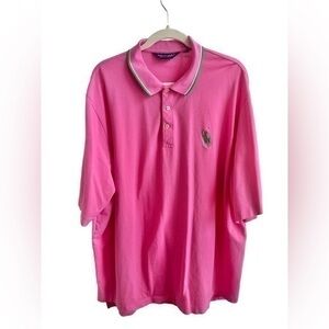 VTG Polo Golf Shirt Mens 2XL Ralph Lauren Pink Green Big Pony Embroided Summer